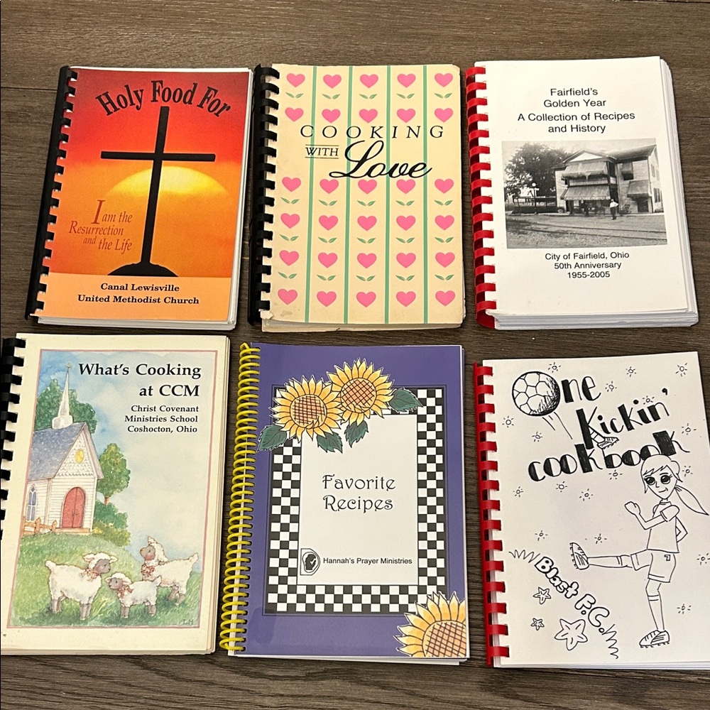 Vintage Spiral-Bound Cookbooks local Ohio Church History Family Recipes